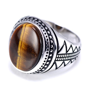 Bohemian 925 Silver Finger Ring With Genuine Tiger Eye Stone | Various Sizes