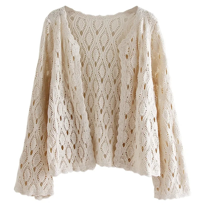Women's Relaxed Cotton Loose Long Sleeve Cover Up | Beige Or White