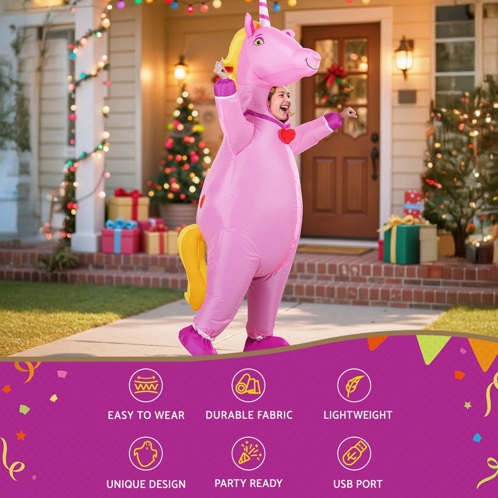 Inflatable Unicorn Costume | Adult Blow-Up Fancy Dress Party Suit | Halloween & Cosplay Outfit
