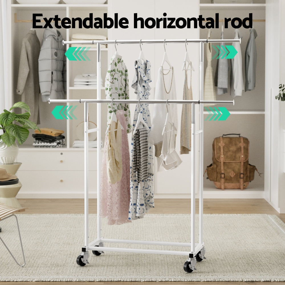 Artiss Clothes Rack | Double Rod | Coat Stand Airer | Adjustable Hanger