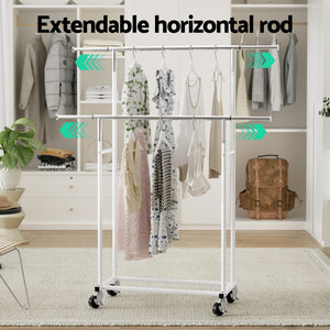 Artiss Clothes Rack | Double Rod | Coat Stand Airer | Adjustable Hanger