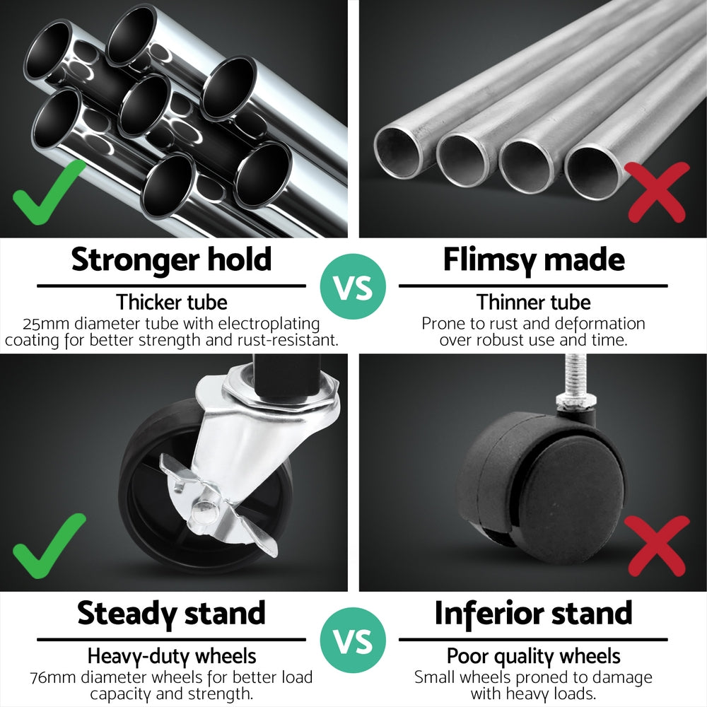 Artiss Clothes Rack | Double Rod | Coat Stand Airer | Adjustable Hanger