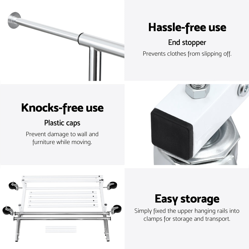 Artiss Clothes Rack | Double Rod | Coat Stand Airer | Adjustable Hanger