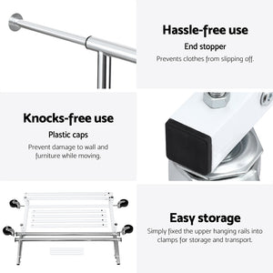 Artiss Clothes Rack | Double Rod | Coat Stand Airer | Adjustable Hanger