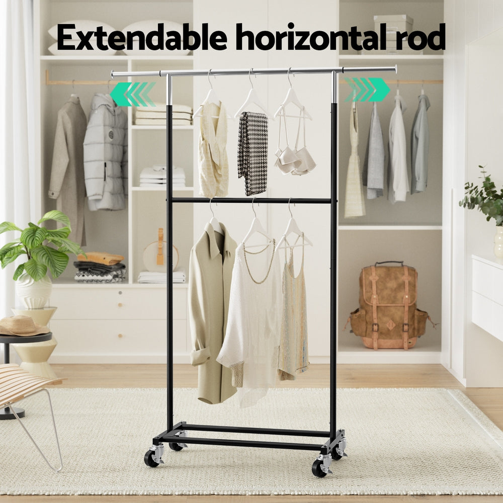 Artiss Clothes Rack | Double Rod | Coat Stand Airer | Adjustable Hanger