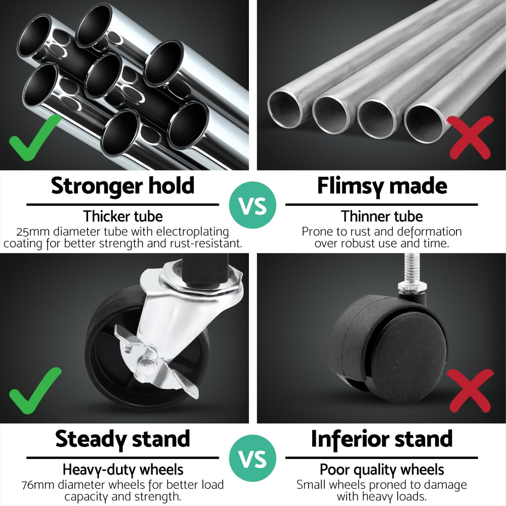 Artiss Clothes Rack | Double Rod | Coat Stand Airer | Adjustable Hanger