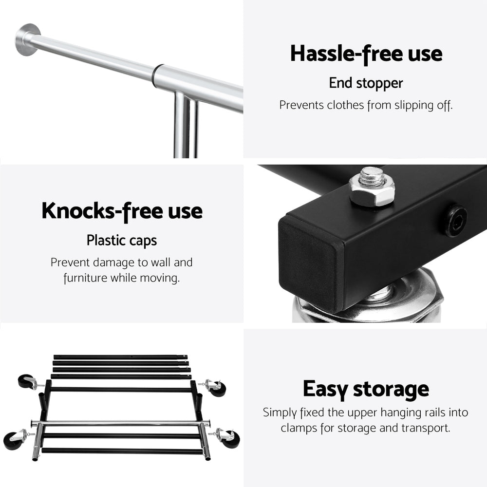 Artiss Clothes Rack | Double Rod | Coat Stand Airer | Adjustable Hanger