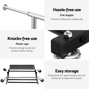 Artiss Clothes Rack | Double Rod | Coat Stand Airer | Adjustable Hanger