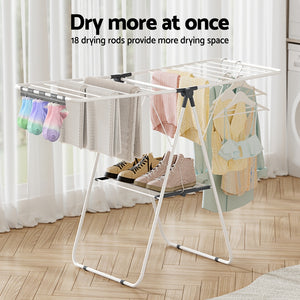 2-Tier Clothes Rack | Foldable Airer | 139cm | White