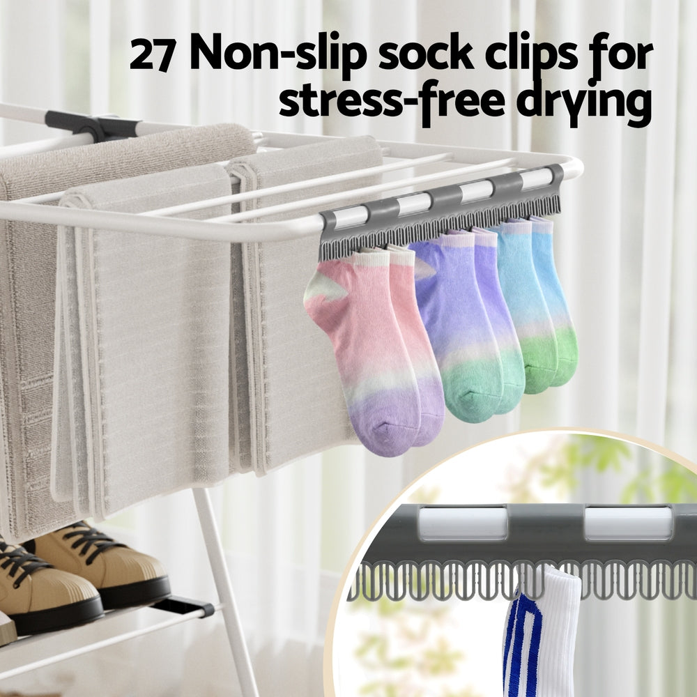 2-Tier Clothes Rack | Foldable Airer | 139cm | White