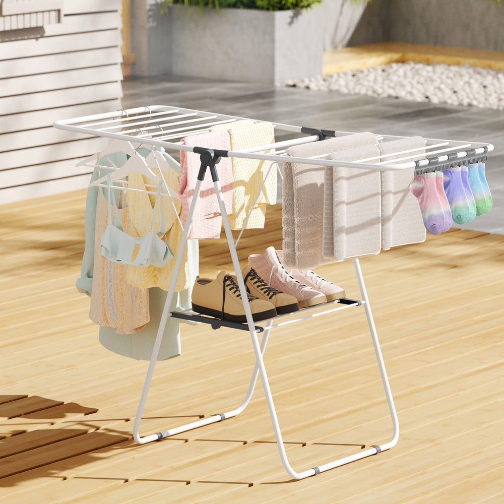 2-Tier Clothes Rack | Foldable Airer | 139cm | White