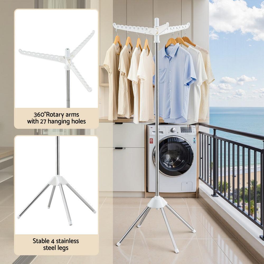 Foldable Clothes Airer | Rotating Hanger Rack | 163cm Height