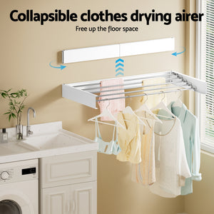 Wall Mounted Clothes Airer | Foldable Drying Rack | White