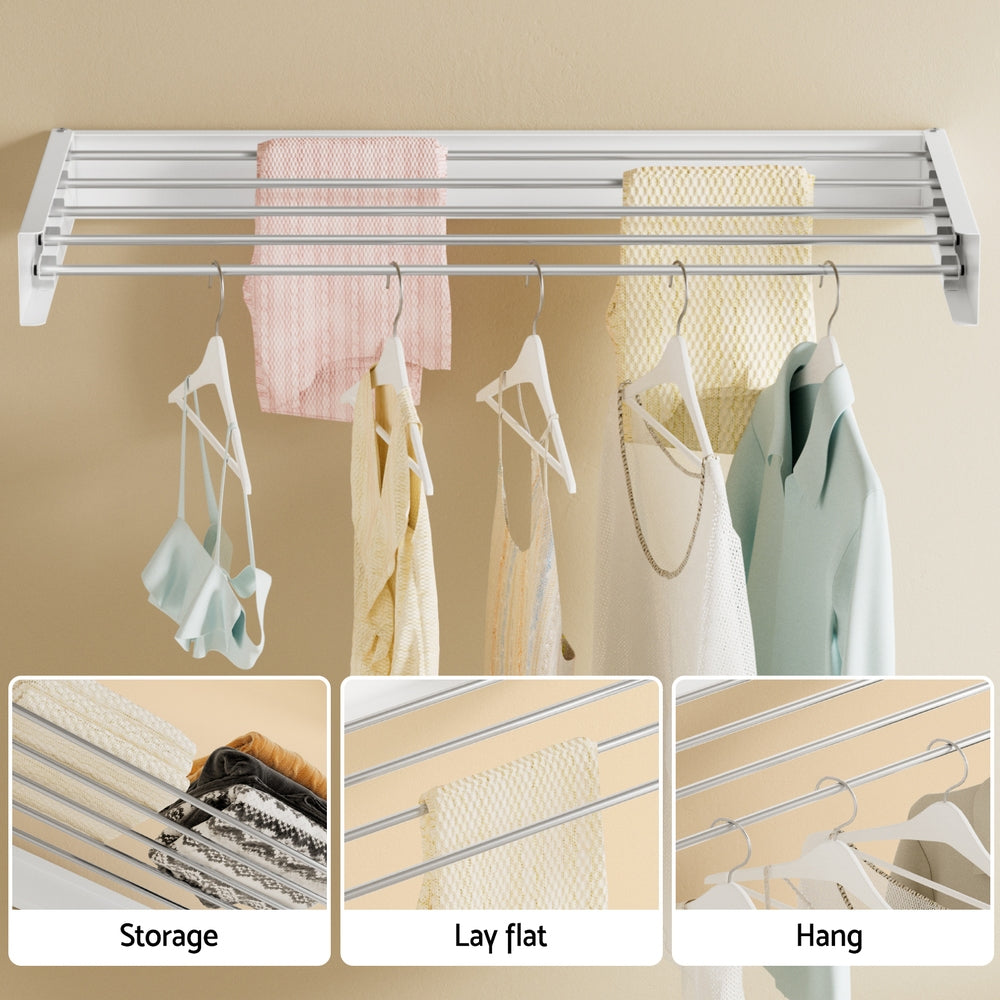 Wall Mounted Clothes Airer | Foldable Drying Rack | White