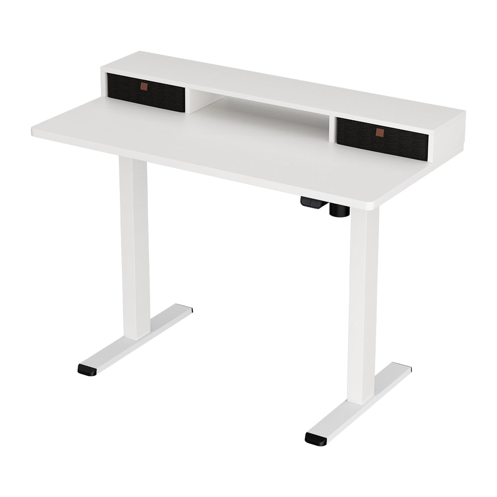 Electric Standing Desk | 120 cm | Office Table with Storage Shelf & Drawer
