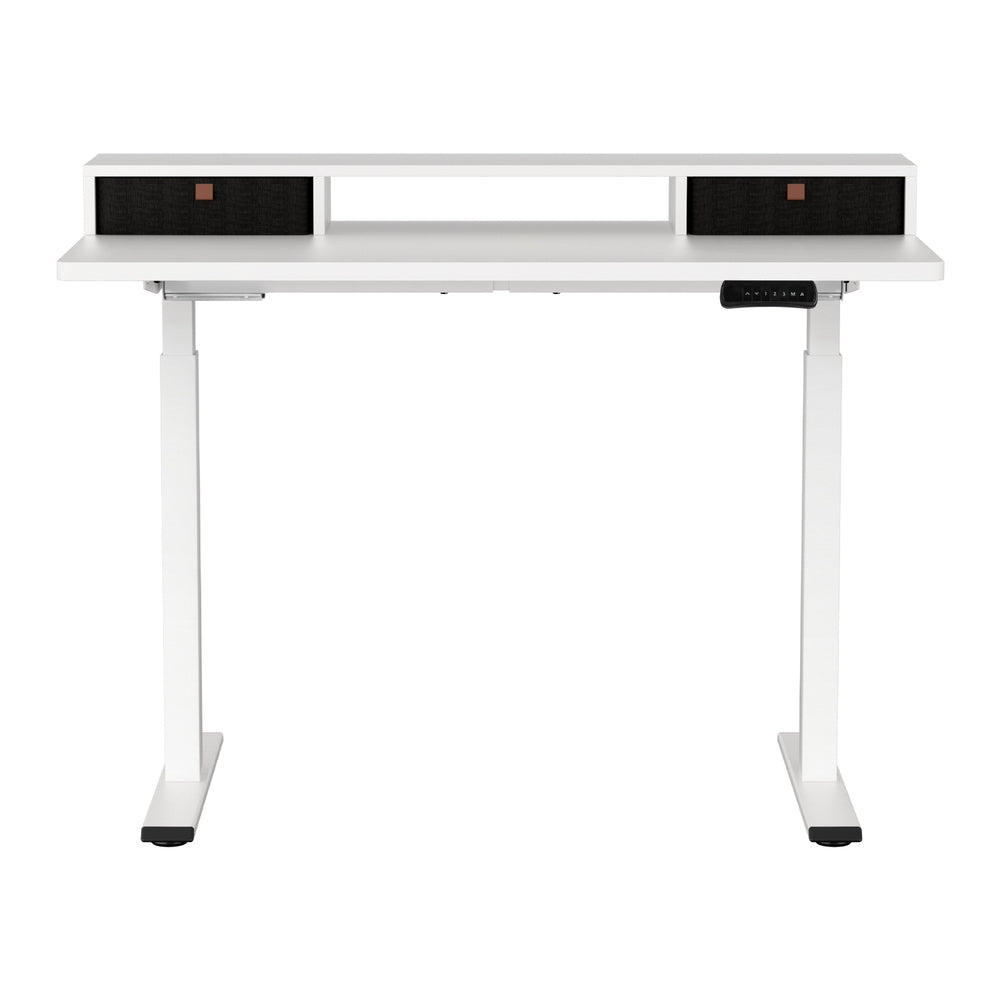 Electric Standing Desk | Dual Motor | 120 cm Office Table with Shelf & Drawer