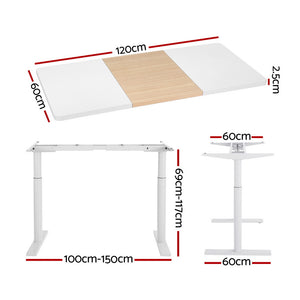 Artiss Standing Desk | Motorised Electric Dual Motor Splice | White Pine | 120CM