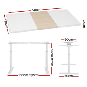 Artiss Standing Desk | Motorised Electric Dual Motor | 140CM | White Pine