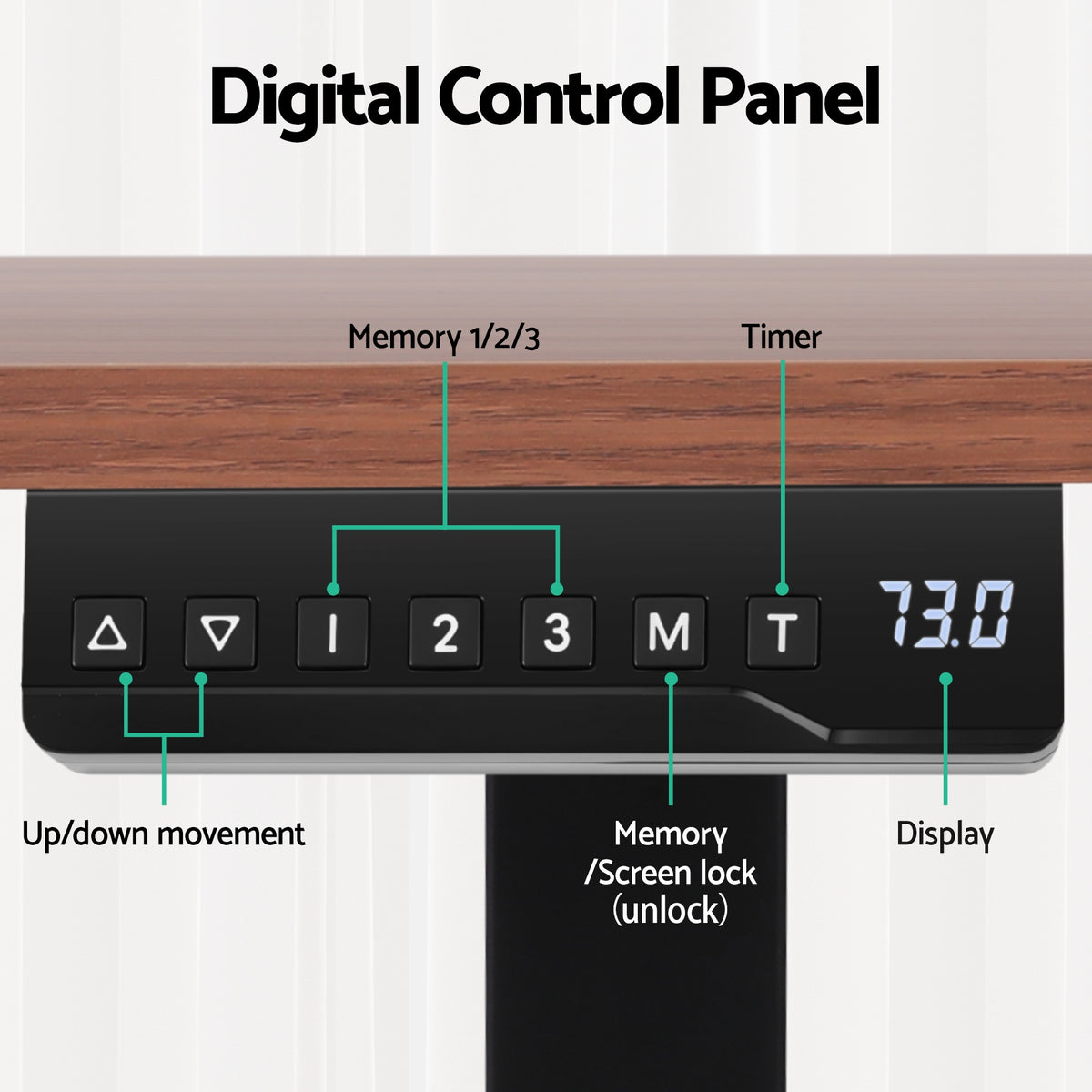 Motorised Standing Desk | Dual Motor Electric | 140cm | Walnut Finish