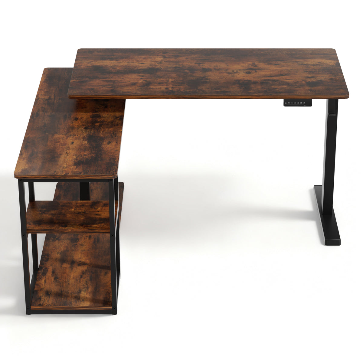 Motorised Standing Desk | 120cm | L-Shaped | Rustic Brown