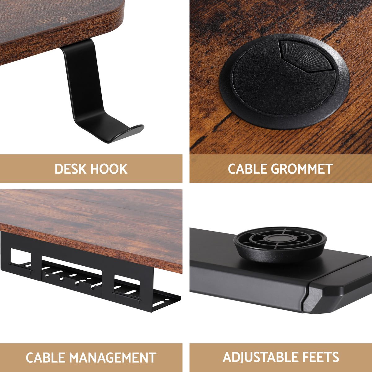 Motorised Standing Desk | 120cm | L-Shaped | Rustic Brown
