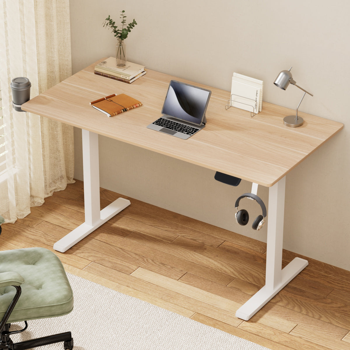Sit-Stand Desk | Touch Control Electric | 140cm | Oak Finish