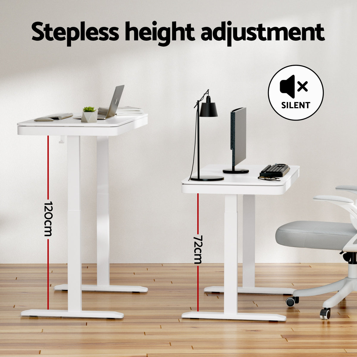 Electric Standing Desk | 120cm | Drawer Included | White