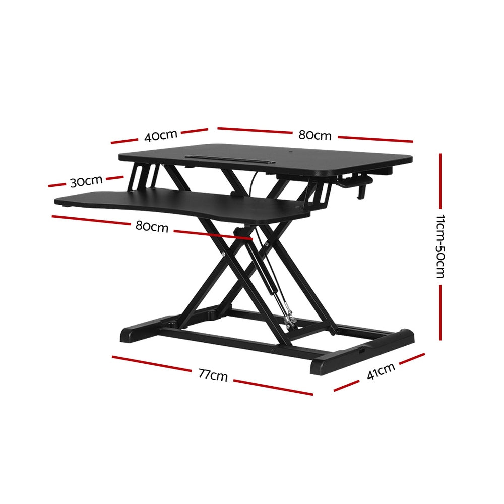 Standing Desk Riser | Height Adjustable | Black | 80CM