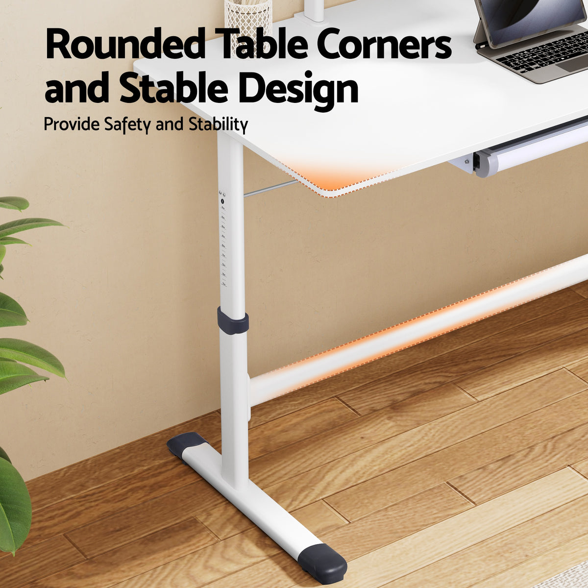 Height Adjustable Standing Desk | 120cm | Study Workstation | White