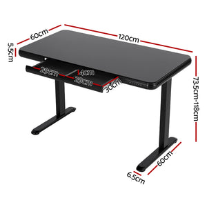 Motorised Sit-Stand Desk | 120cm | Tempered Glass Top | Black
