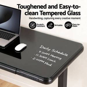 Motorised Sit-Stand Desk | 120cm | Tempered Glass Top | Black