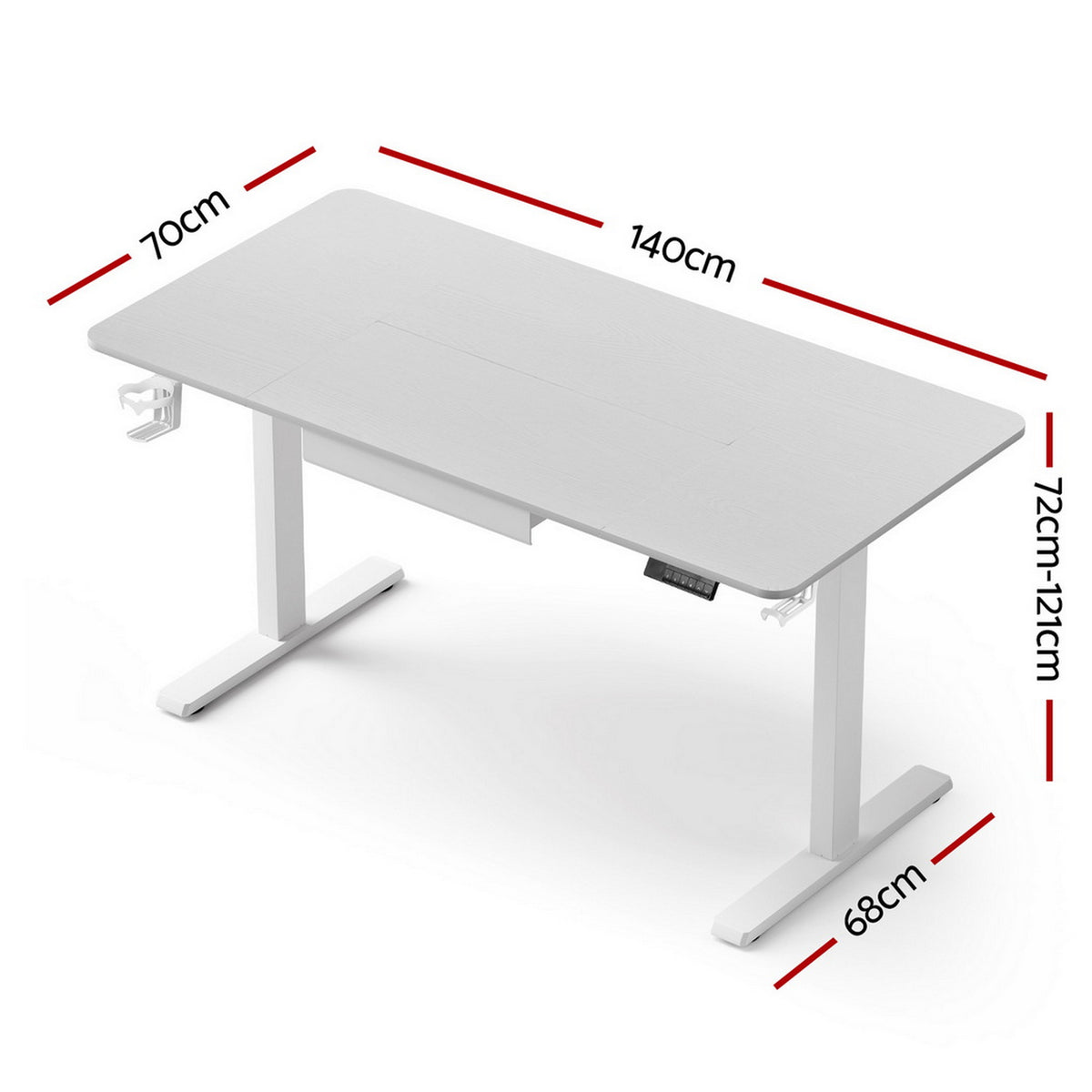 Electric Standing Desk | 140cm | Height Adjustable | Motorised | Drawer