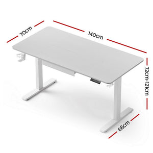 Electric Standing Desk | 140cm | Height Adjustable | Motorised | Drawer