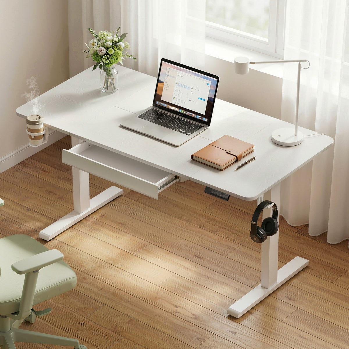 Electric Standing Desk | 140cm | Height Adjustable | Motorised | Drawer