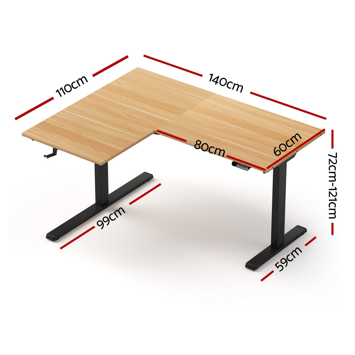 L-Shaped Electric Standing Desk | Motorised Sit-Stand | Height Adjustable