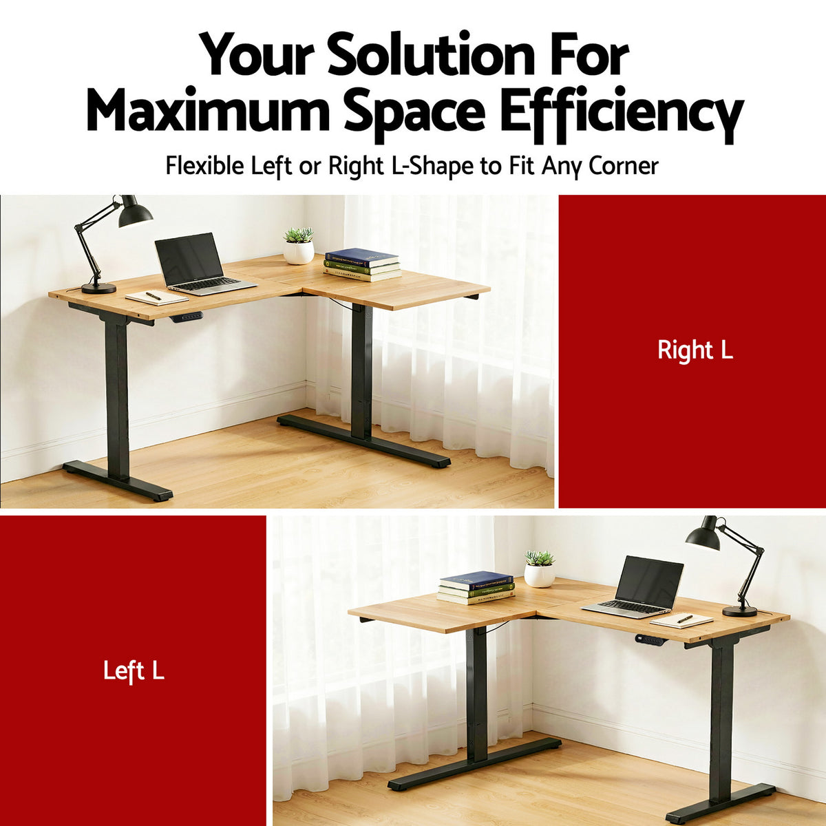 L-Shaped Electric Standing Desk | Motorised Sit-Stand | Height Adjustable