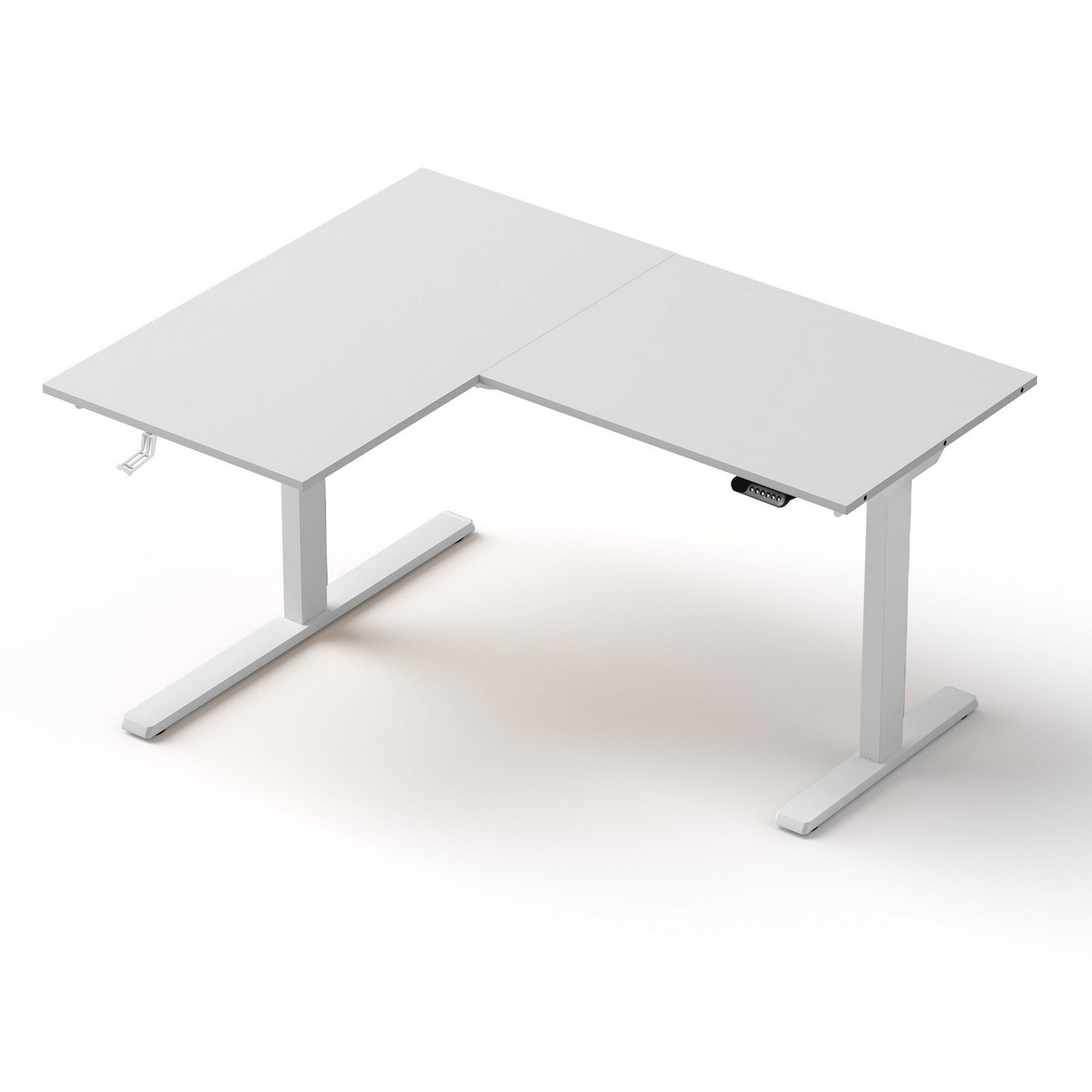 L-Shape Sit-Stand Desk | Electric Motorised | Height Adjustable | White