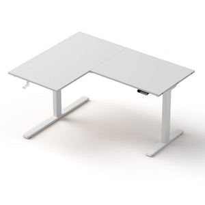 L-Shape Sit-Stand Desk | Electric Motorised | Height Adjustable | White