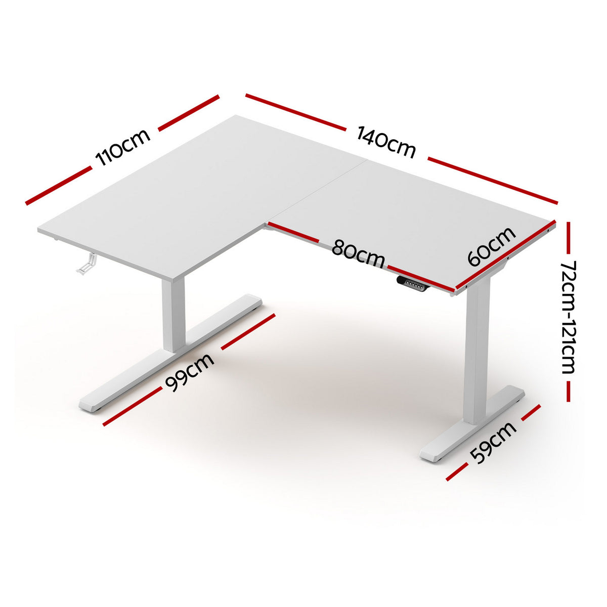 L-Shape Sit-Stand Desk | Electric Motorised | Height Adjustable | White
