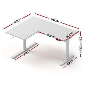 L-Shape Sit-Stand Desk | Electric Motorised | Height Adjustable | White