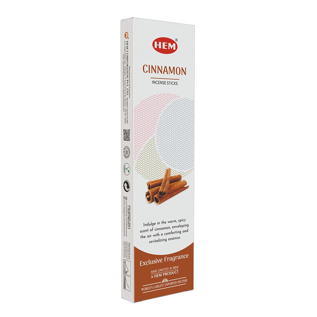 HEM White Pop Cinnamon Incense Sticks | 12 × 25g Packets Per Box