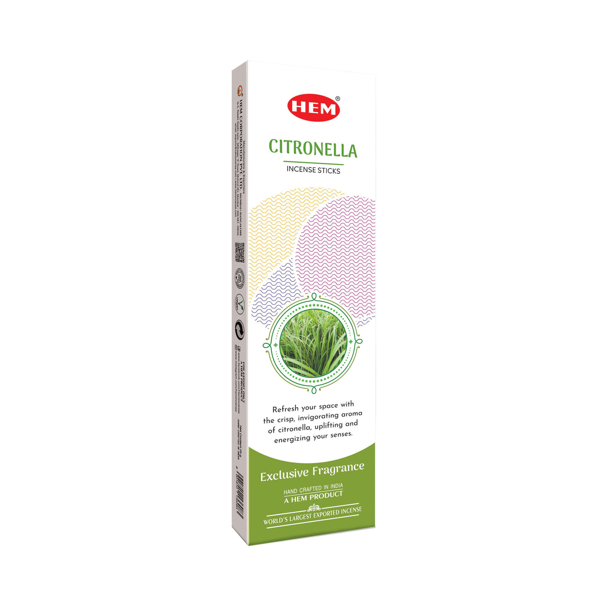 HEM White Pop Citronella Incense Sticks | 12 × 25g Packets Per Box