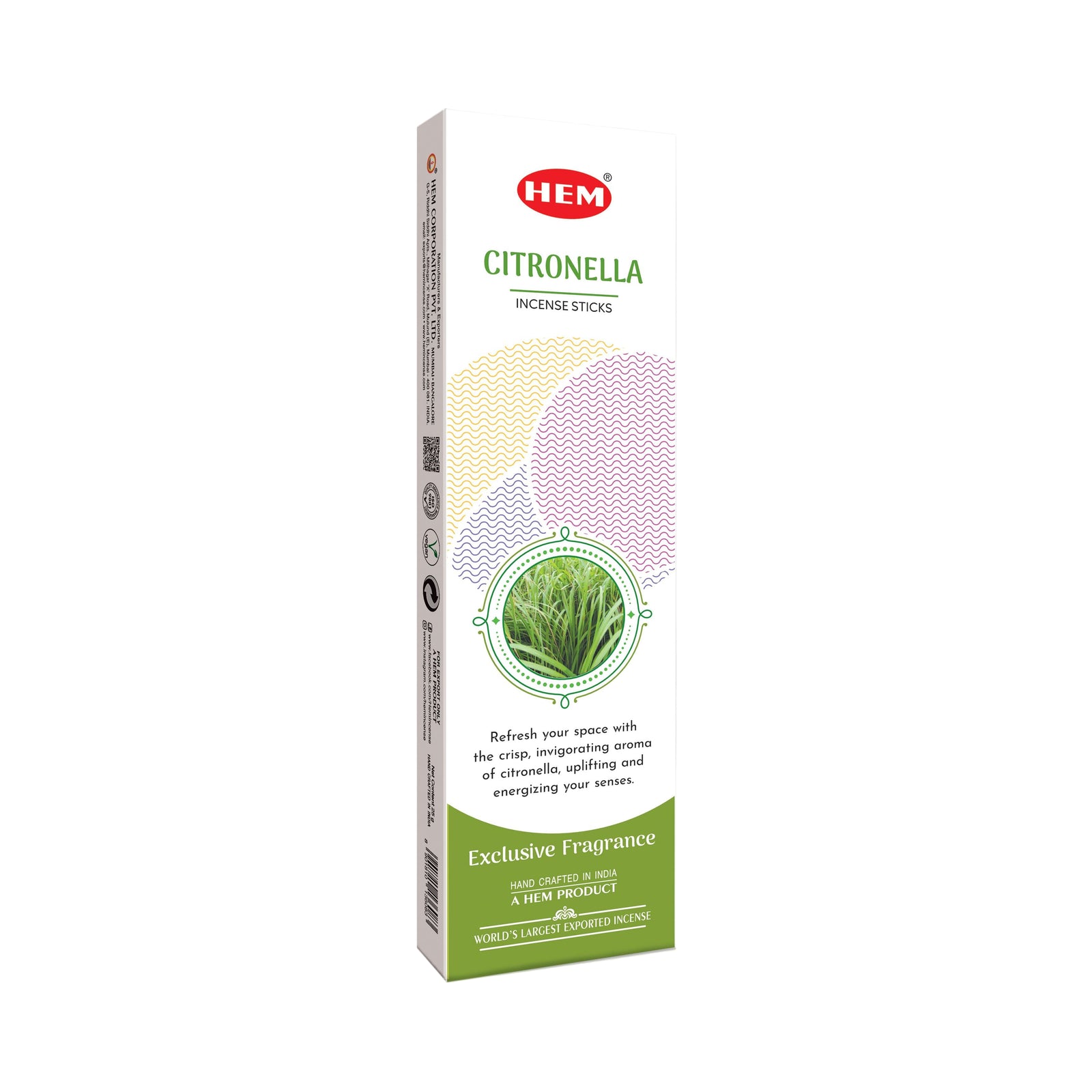 HEM White Pop Citronella Incense Sticks | 12 × 25g Packets Per Box