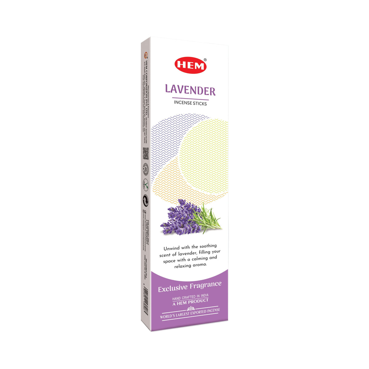HEM White Pop Lavender Incense Sticks | 12 × 25g Packets Per Box