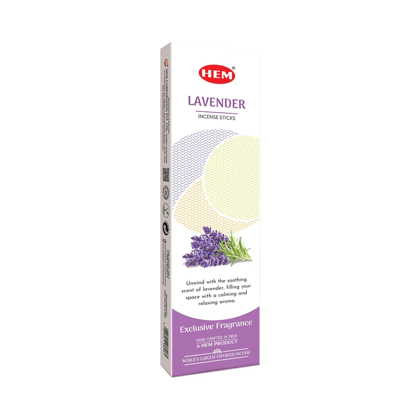 HEM White Pop Lavender Incense Sticks | 12 × 25g Packets Per Box