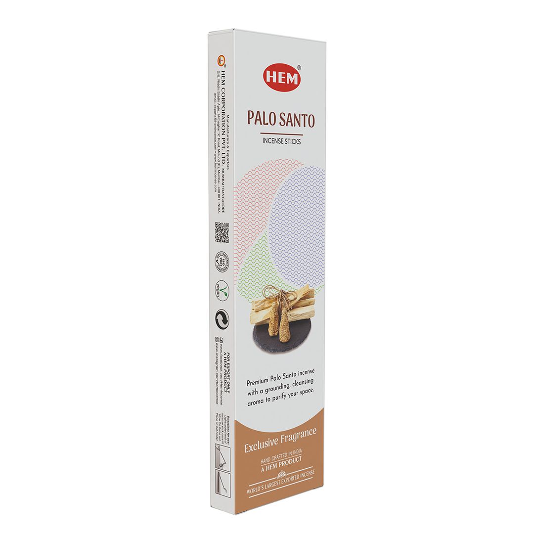HEM White Pop Palo Santo Incense Sticks | 12 × 25g Packets Per Box