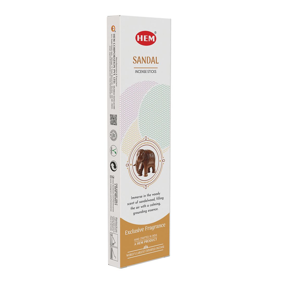 HEM White Pop Sandal Incense Sticks | 12 × 25g Packets Per Box