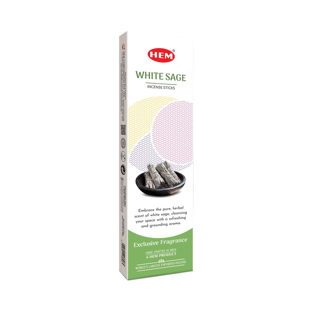 HEM White Pop White Sage Incense Sticks | 12 × 25g Packets Per Box