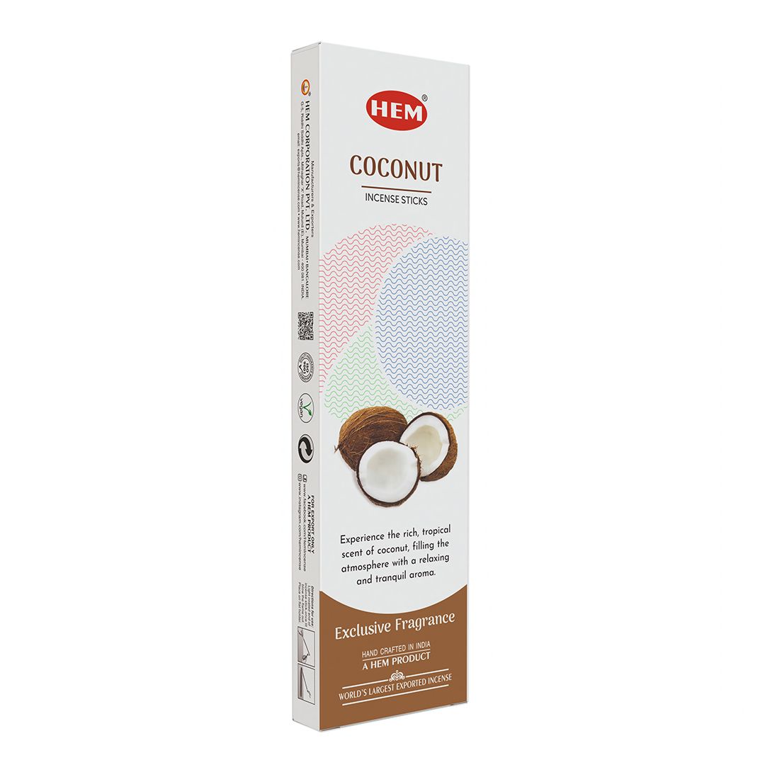 HEM White Pop Coconut Incense Sticks | 12 × 25g Packets Per Box