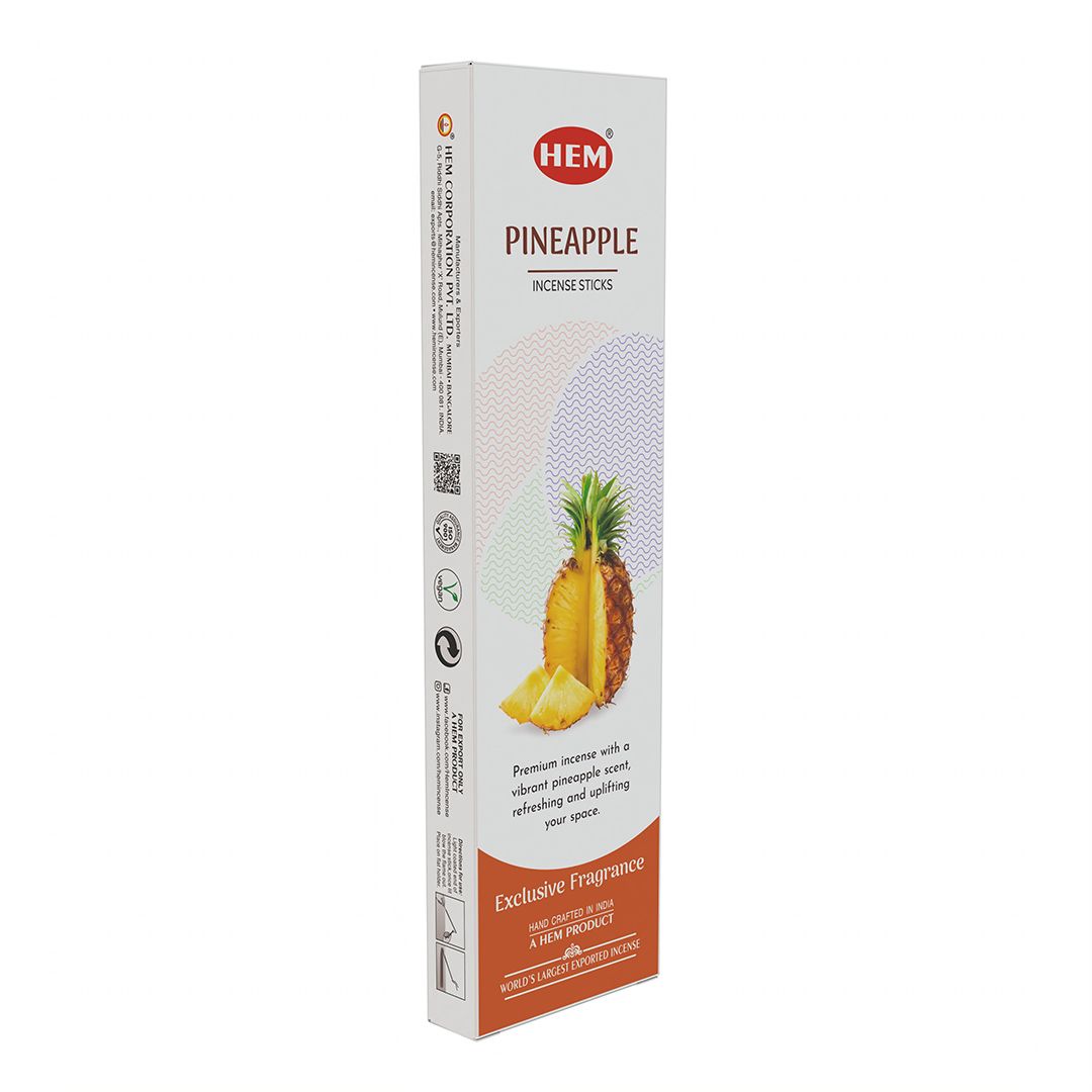 HEM White Pop Pineapple Incense Sticks | 12 × 25g Packets Per Box